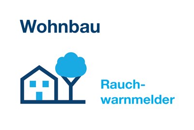 Schaubild mit Piktogramm für Vorschrift Rauchwarnmelder im Wohnbau als Mittel zur Gefahrenerkennung