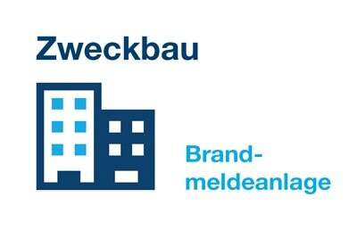 Schaubild mit Piktogramm für Vorschrift Brandmeldeanlage im Zweckbau
