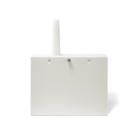 Beka Funkrauchmelder RFM100D in Weiß für Branderkennungsanlagen und Deckenmontage, Frontansicht mit oberer Montageplatte und entnehmbaren Rauchmelder