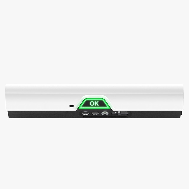 Weißes elektrisches Zutrittskontrollgerät für Türen mit grüner OK-Anzeige und Tastenschnittstelle