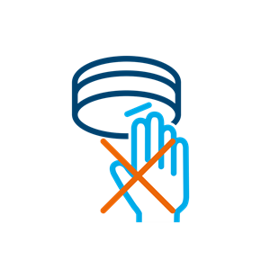 Schaubild mit Piktogramm zur Visialiserung eines Diebstahlschutzes der Rauchwarnmelder/Brandwarnmelder im laufenden/installierten Zustand