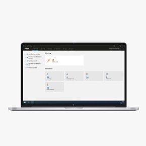 Blick auf Display eines Notebooks mit Darstellung des intuitiven Dashboards des Hager intercom Systems für Türkommunikation