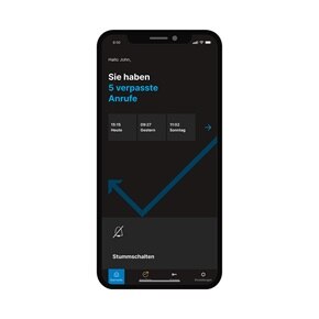 Blick auf Smartphone-Display mit Benachrichtigungsübersicht für verpasste Anrufe in der App des Hager intercom Systems für Türkommunikation