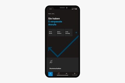 Blick auf Smartphone-Display mit Benachrichtigungsübersicht für verpasste Anrufe in der App des Hager intercom Systems für Türkommunikation