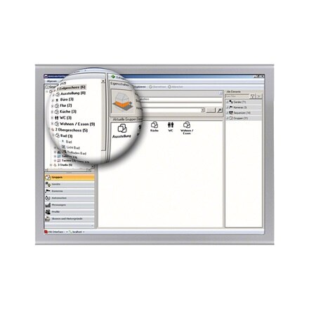 Ansicht Gebäude- und Gruppenstruktur der domovea Software