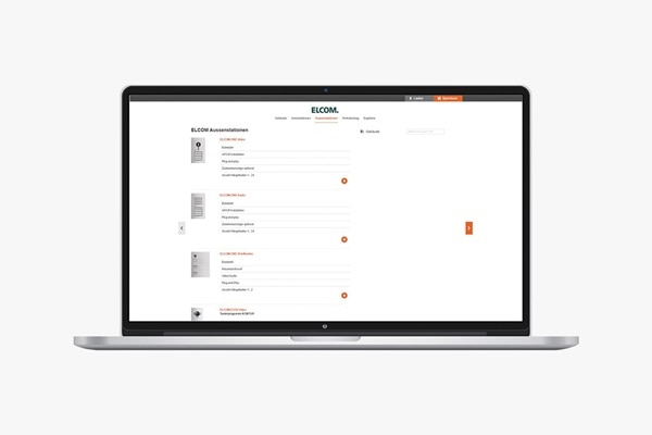 Laptop mit Elcom 2Draht Systemkonfigurator: Auswahl der Außenstation