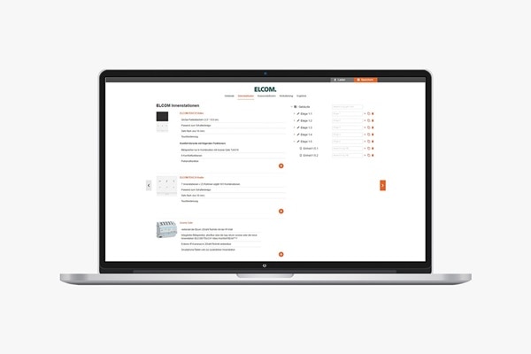 Laptop mit Elcom 2Draht Systemkonfigurator: Auswahl der Innenstation