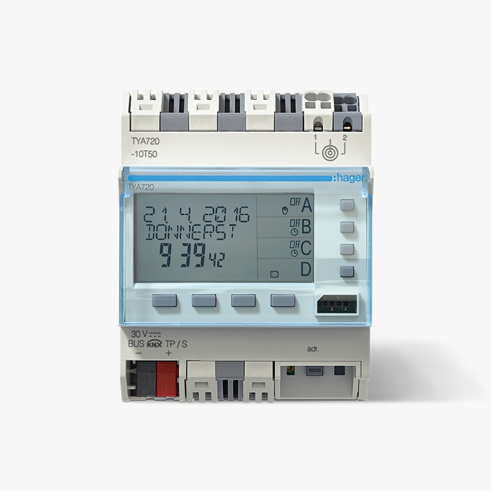 Programmierbare Hager Zeitschaltuhr mit digitalem Display und Tasten