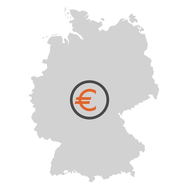 Karte von Deutschland mit überlagertem Euro-Währungssymbol