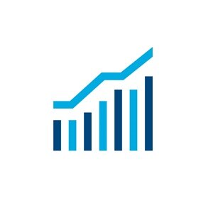 Icon eines abfallenden Graphen über einem Balkendiagramm.