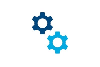 Icon von zwei Zahnrädern, Sinnbild für Einstellungen.