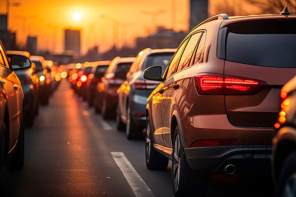 Verkehrsstau in der Stadt