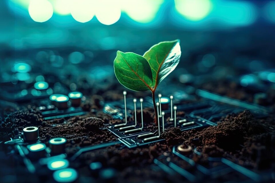 Plant is growing in a technical field
