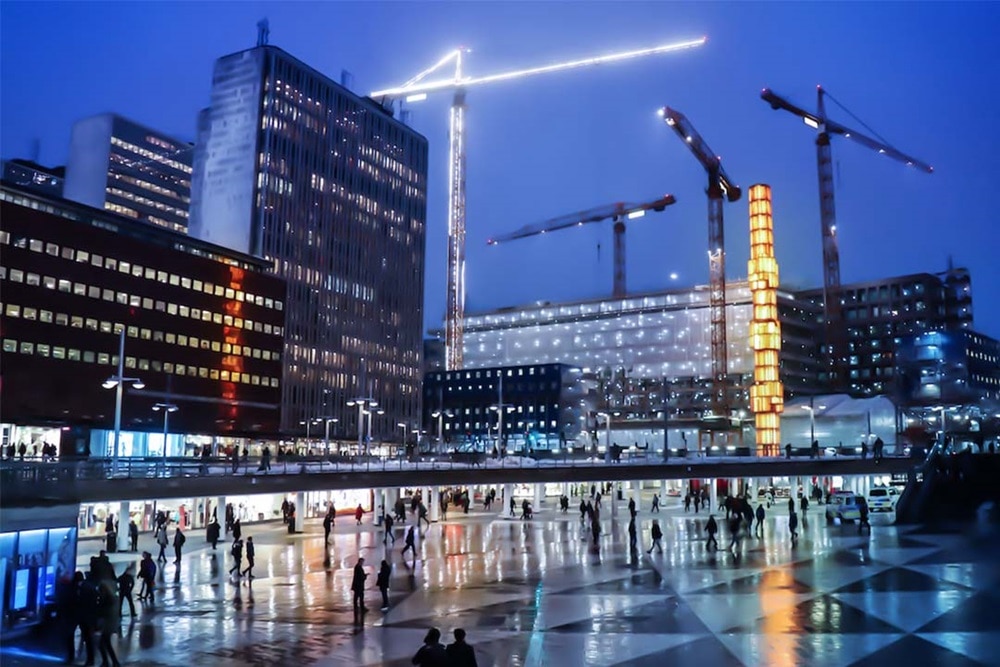 Sergel's Plaza in Stockholm at night