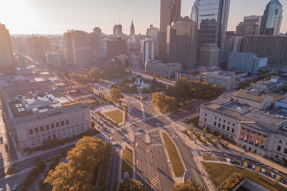 City view of Logan Square in Philadelphia
