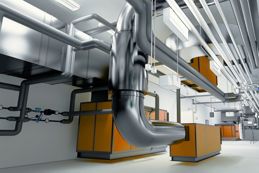 3D BIM model of a building's piping systems.