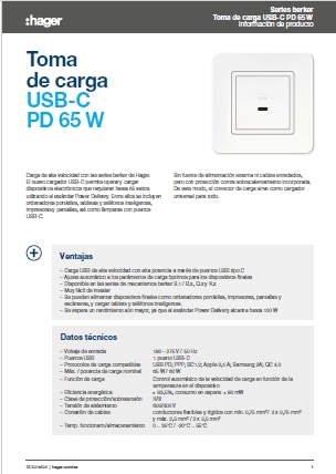 Toma de carga USB - C 65 W series Berker