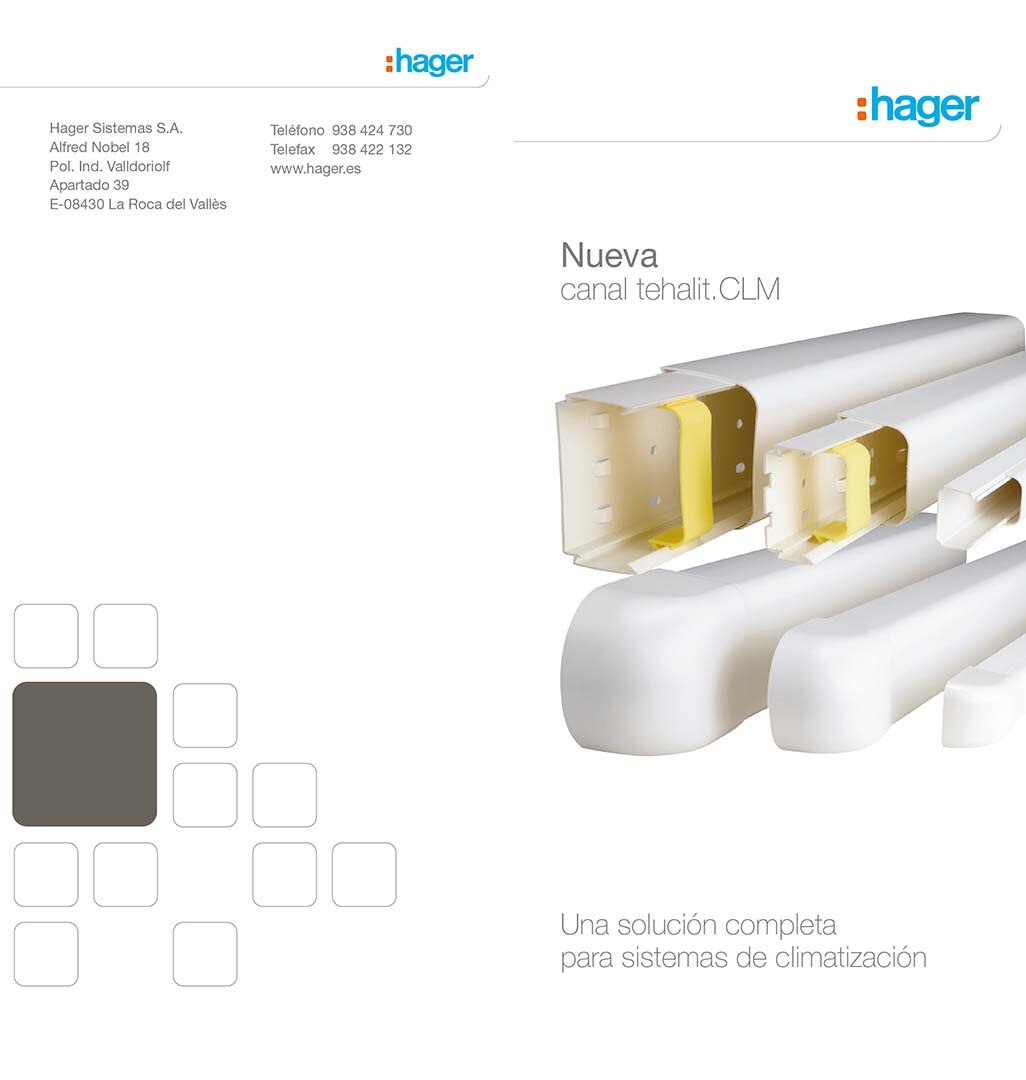 Publicidad del sistema de gestión de cables Hager Tehalit para soluciones de climatización