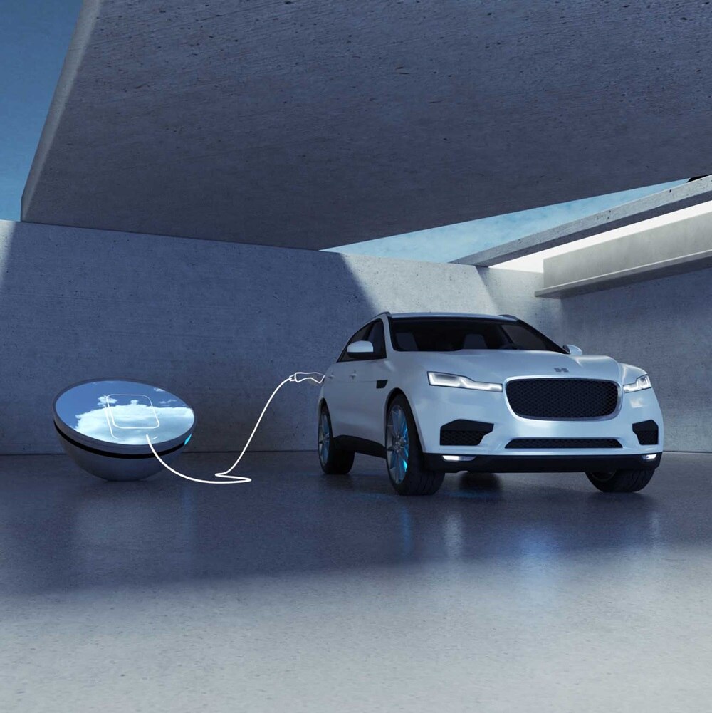 Dessin d'une voiture en charge à une borne de recharge