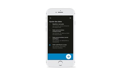 Screenshot Hager Mood App für die Programmierung der digitalen Zeitschaltuhren: Periode festlegen