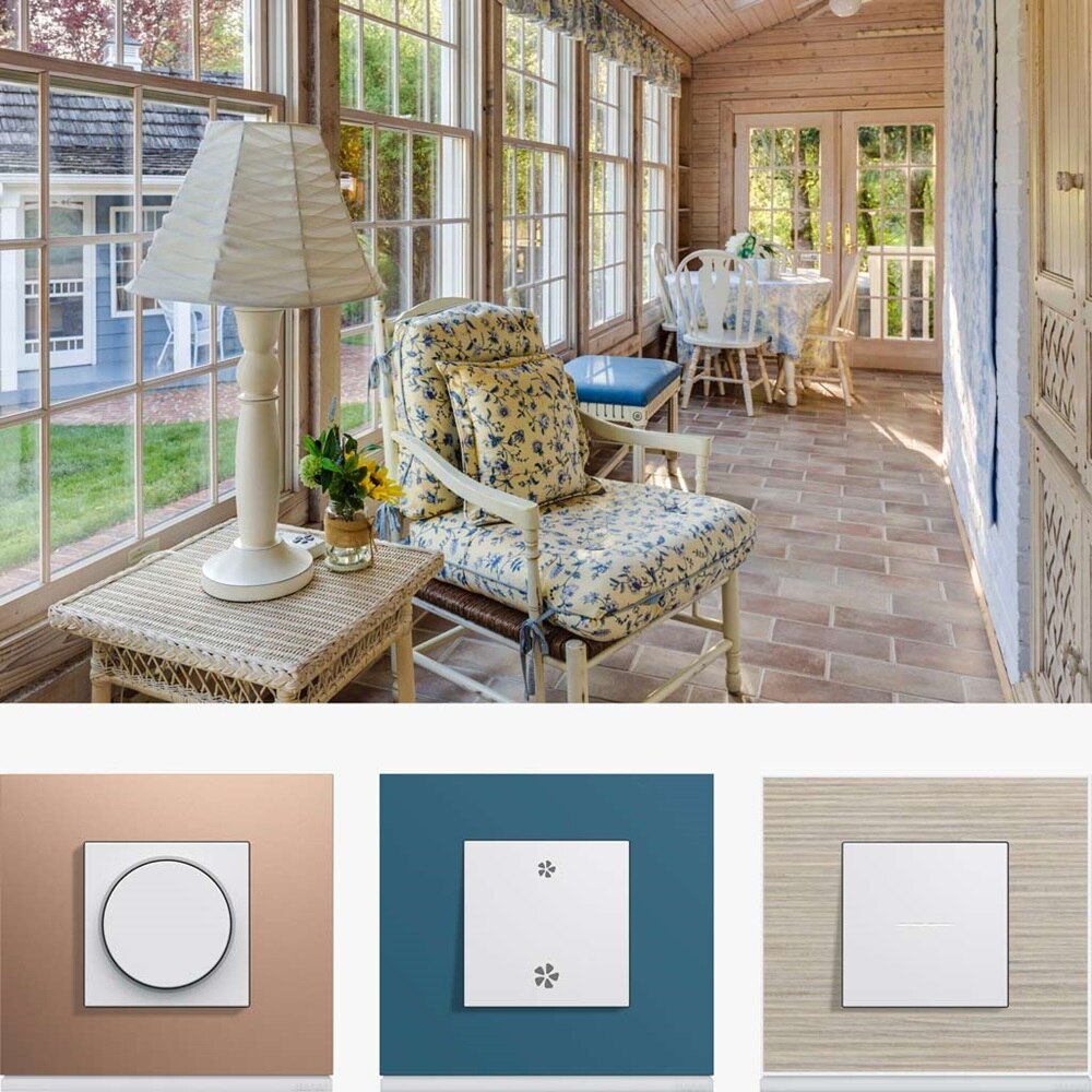 appareillage mural gallery de Hager, ambiance cottage