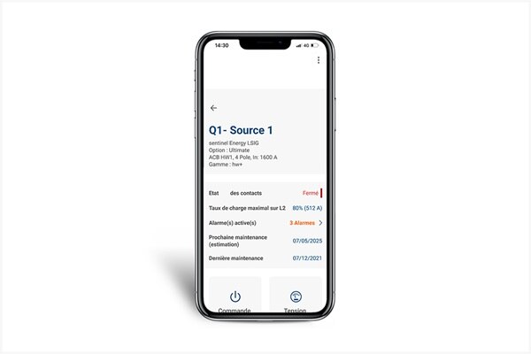 Vérification de l’état de fonctionnement dans l'app Hager Power touch