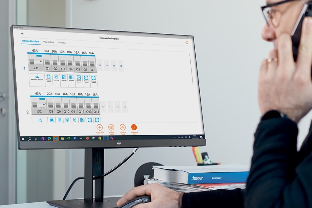 Application gratuite Hager Ready pour mobile et PC, l’assistant digital de l’électricien pour générer tableaux et schémas électriques, fonction configuration