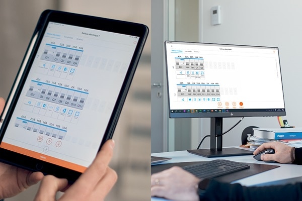 Application gratuite Hager Ready pour mobile et PC, l’assistant digital de l’électricien pour générer tableaux et schémas électriques, fonction collaboration