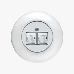 appareillage mural 1930 de Hager, double prise RJ45, alba