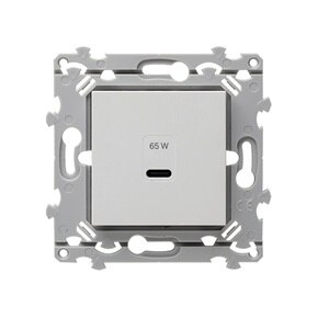 appareillage mural essensya de Hager, prises USB-A + C, pure