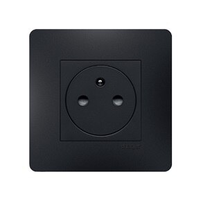 appareillage mural essensya anthracite de Hager, prise affleurante 2P+T