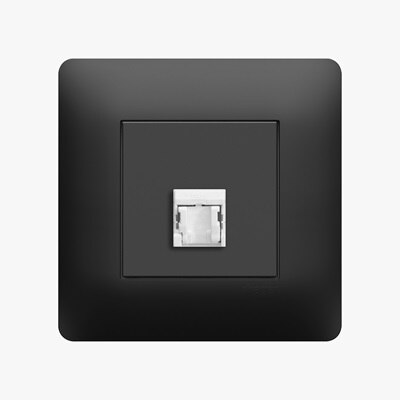 appareillage mural essensya anthracite de Hager, prise RJ45