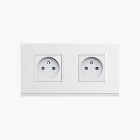 Prise de courant 2P+T double gallery de Hager WXF122, finition pure