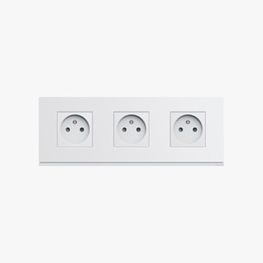 Prise de courant 2P+T triple gallery de Hager WXF123, finition pure