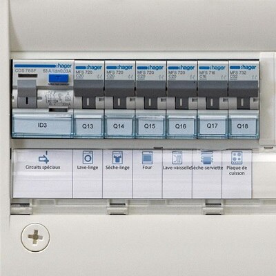 coffret de distribution gamma+ de Hager, bandes de marquage prémontées et étiquettes 