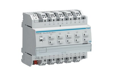 Module de sortie KNX TXA610B de Hager, 4 modules, 6 sorties, application volets et éclairage