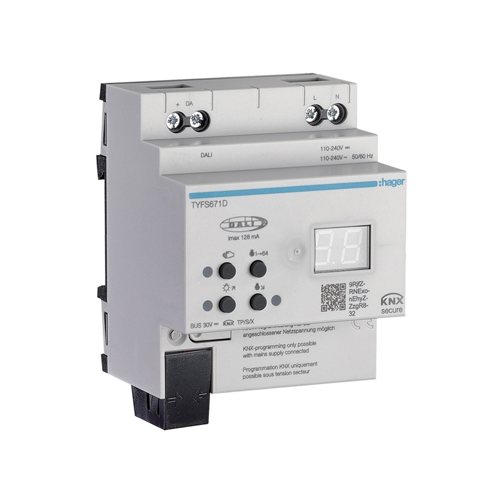 Passerelle KNX-DALI2 secure, 1 Sortie, 4 modules TYFS671D de Hager
