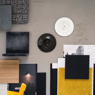 appareillage mural 1930, appareillage rond, prises et interrupteurs vintage