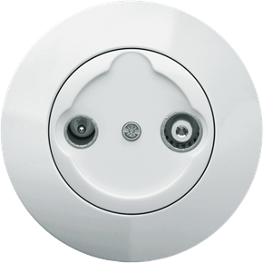 appareillage mural 1930, prise TV-FM vintage ronde