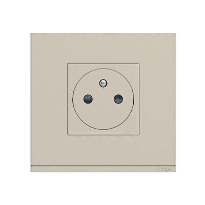 Prise affleurante gallery de Hager, plaque sable WXP1302, avec enjoliveur pour prise 2P+T sable WXD106S