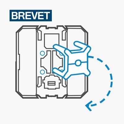 Infographie montrant le mécanisme breveté voyant universel de Hager permettant de passer en mode témoin ou signalisation en orientant le produit différemment