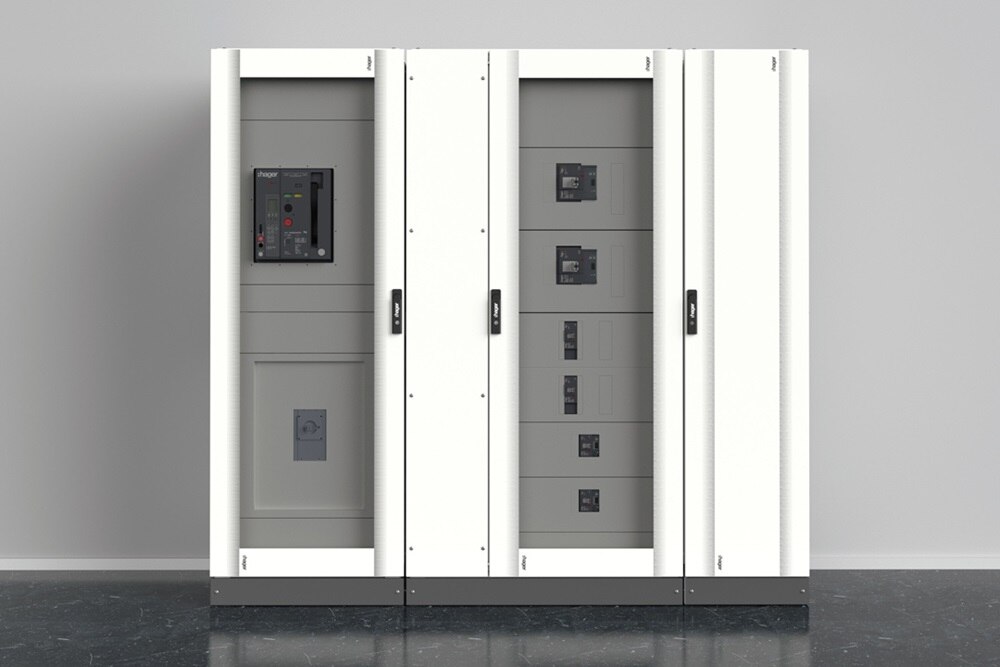 cellules quadro evo de Hager sur site  pour la distribution électrique des bâtiments tertiaires