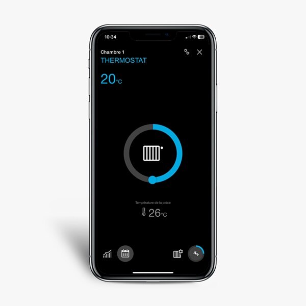 Le chauffage piloté en KNX par domovea de Hager sur un smartphone