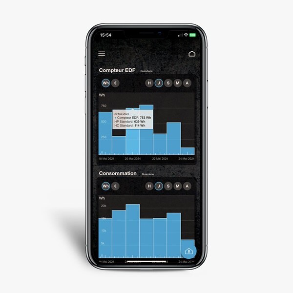 Le comptage piloté en KNX par domovea de Hager sur un smartphone