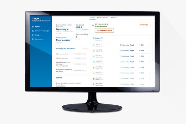Le gestionnaire witty LLM de Hager est l'interface web pour l’exploitation optimisée des parcs de bornes de recharge implantées sur des parkings tertiaires.