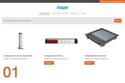 configurateur officea hager, etape 1 configurateur officea
