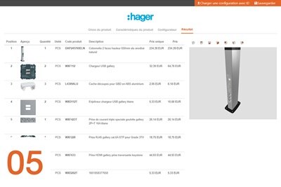 configurateur officea hager, etape 5 configurateur officea