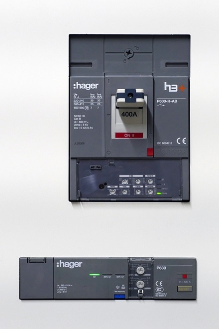 Chantier référence Hager, hôtel Léonor de Strasbourg, disjoncteur boîtier moulé H3+ de Hager