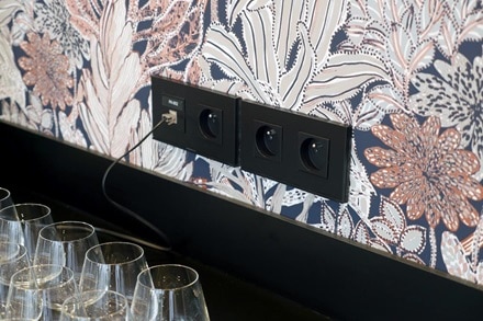 Chantier référence Hager, hôtel Léonor de Strasbourg, appareillage mural gallery de Hager