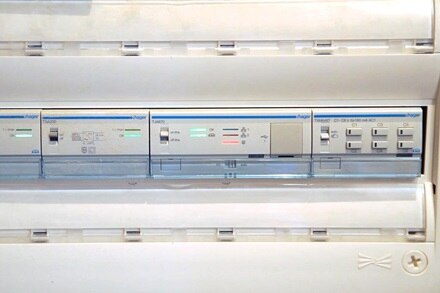 Zoom sur tableau électrique Hager résidence Village Orée à Méribel 